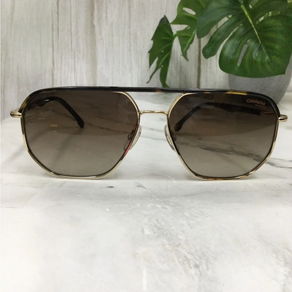 NWOT Carrera Men’s Gold Frame Brown Lens Aviator Sunglasses